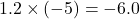 1.2 \times (-5) = -6.0