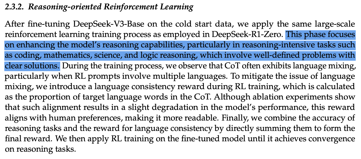 deepseek r1 Reasoning RL Phase